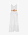 Marina Roca Elena | Vestido largo liso con pecho de encaje – Blanco – photo 2