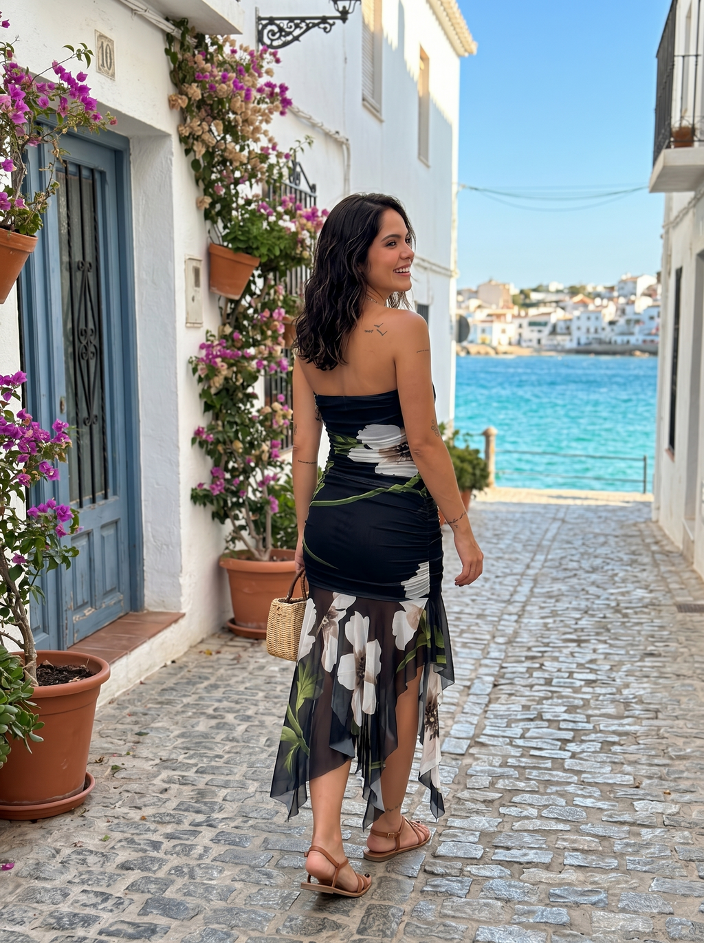 Marina Roca Helena | Vestido negro con estampado floral – photo 6