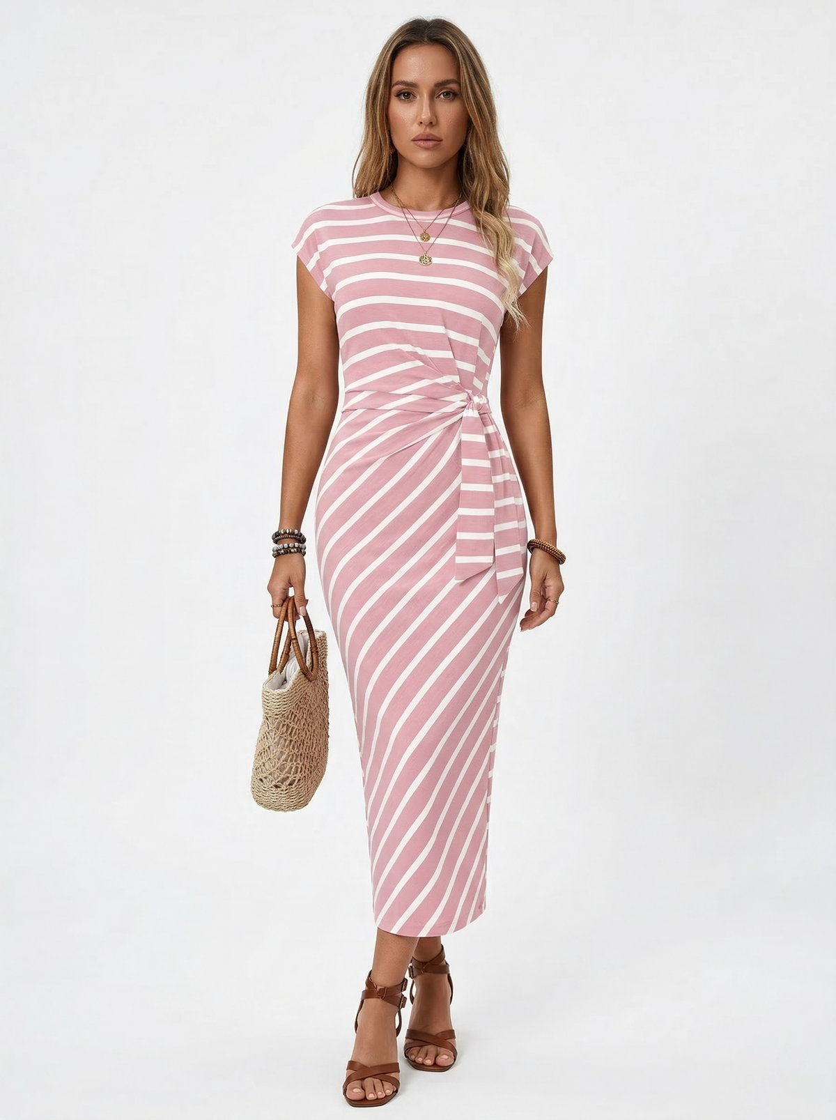 Marina Roca Diana | Vestido largo de amarre lateral – Rosa – photo 7