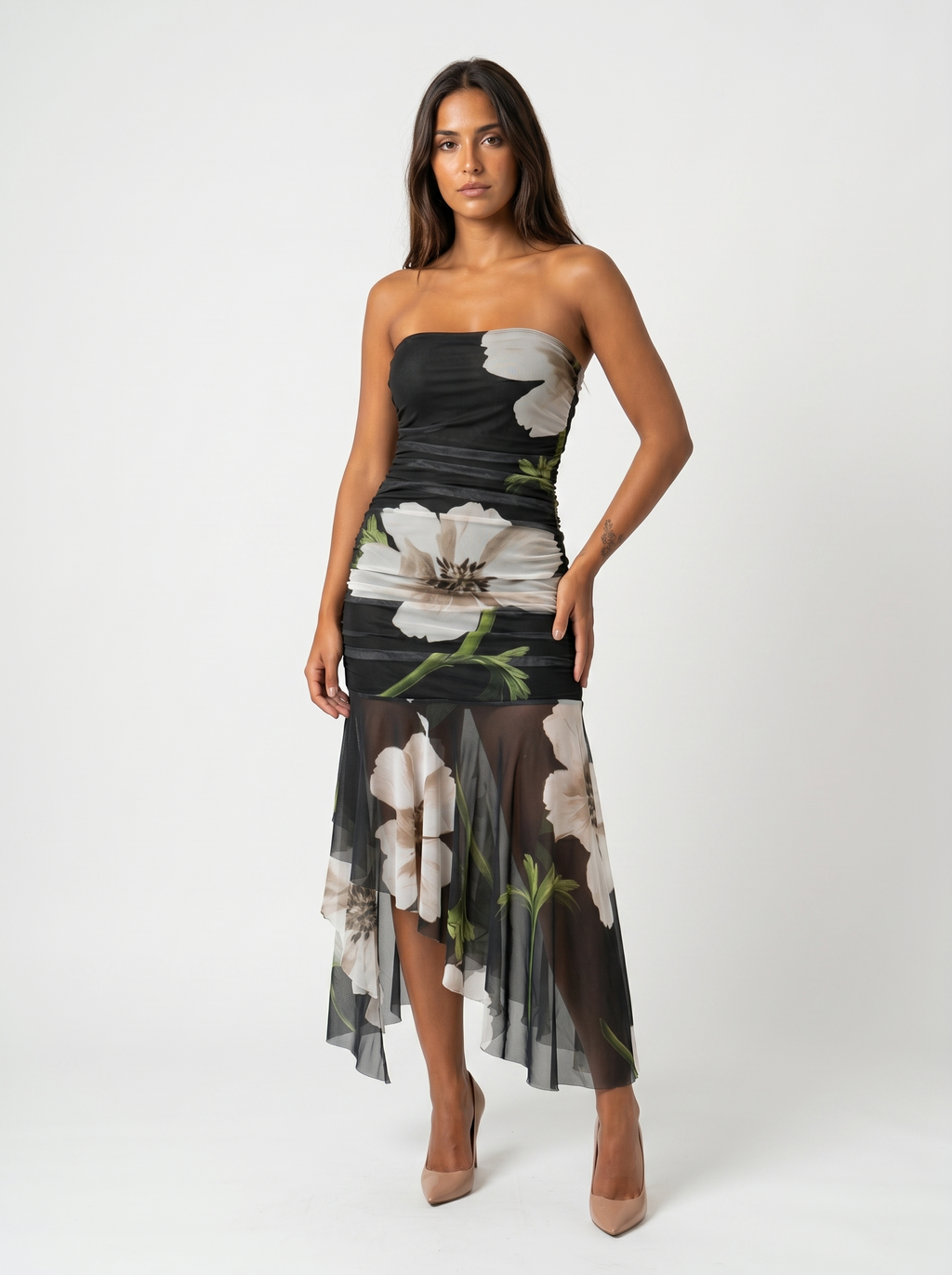 Marina Roca Helena | Vestido negro con estampado floral – photo 2