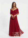Marina Roca Nora | Vestido largo con cuello en v – Rojo – photo 2