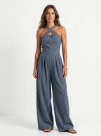 Marina Roca Bianca | Mono elegante con escote cruzado – Azul marino – photo 4