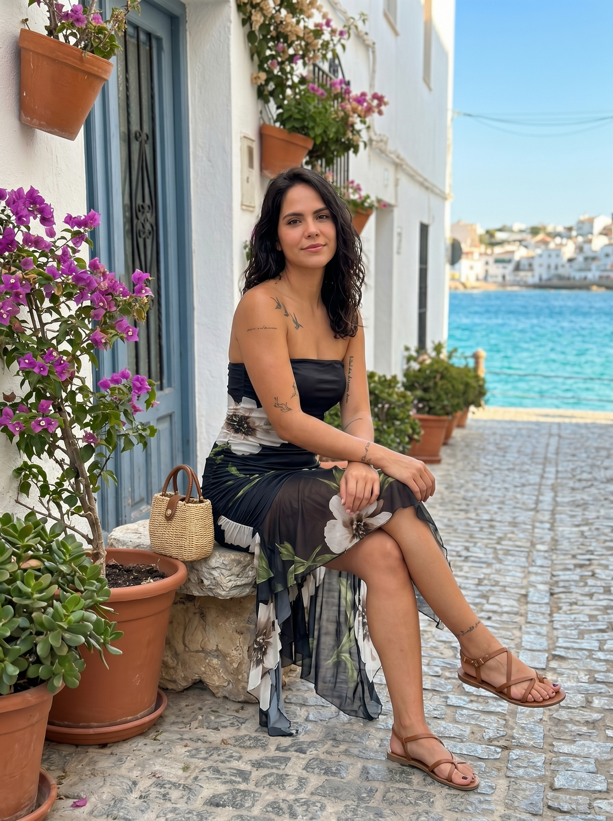 Marina Roca Helena | Vestido negro con estampado floral – photo 7