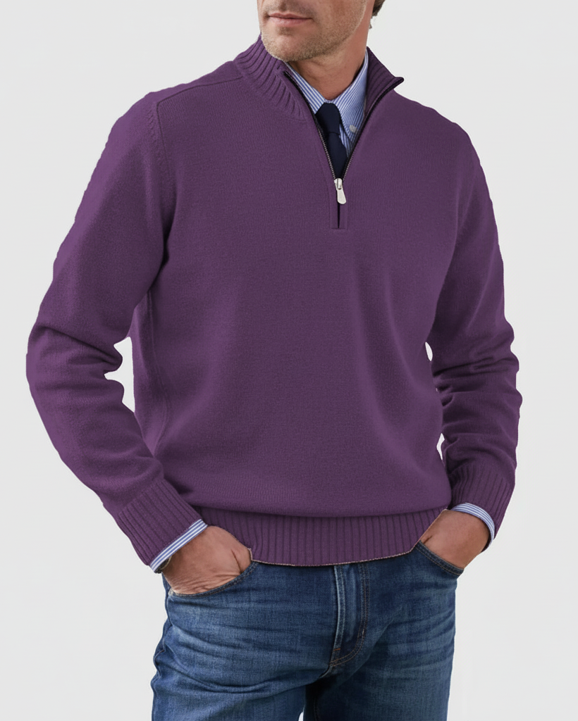 Marina Roca MORGAN | Jersey informal con media cremallera – Morado – photo 4