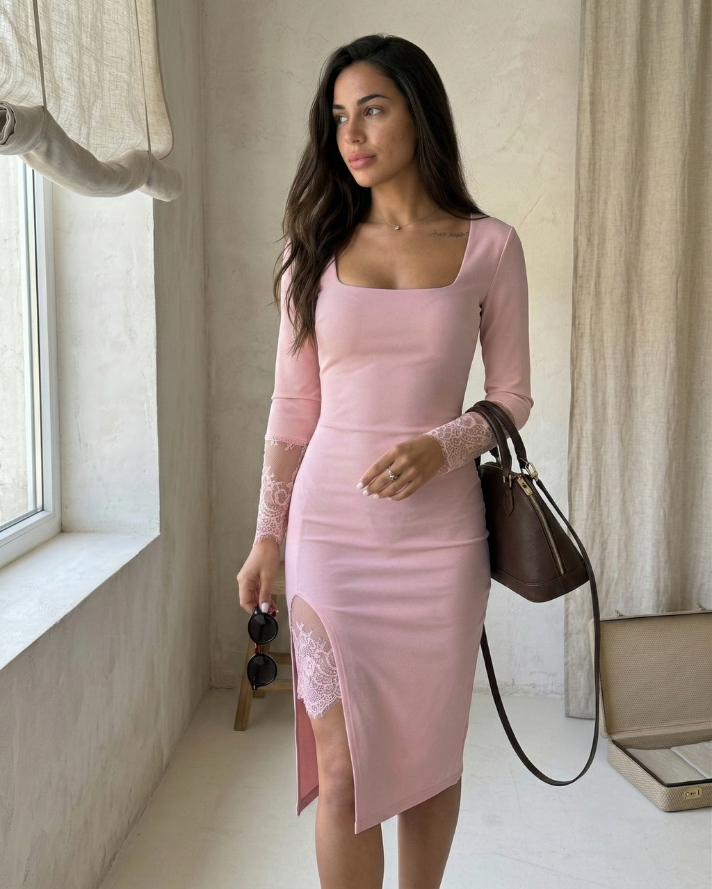 Marina Roca Vestido de noche con encaje Jasmina – Rosa – photo 7