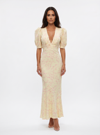 Marina Roca Amaia | Vestido con diseño floral y cuello en V – Amarillo – photo 7