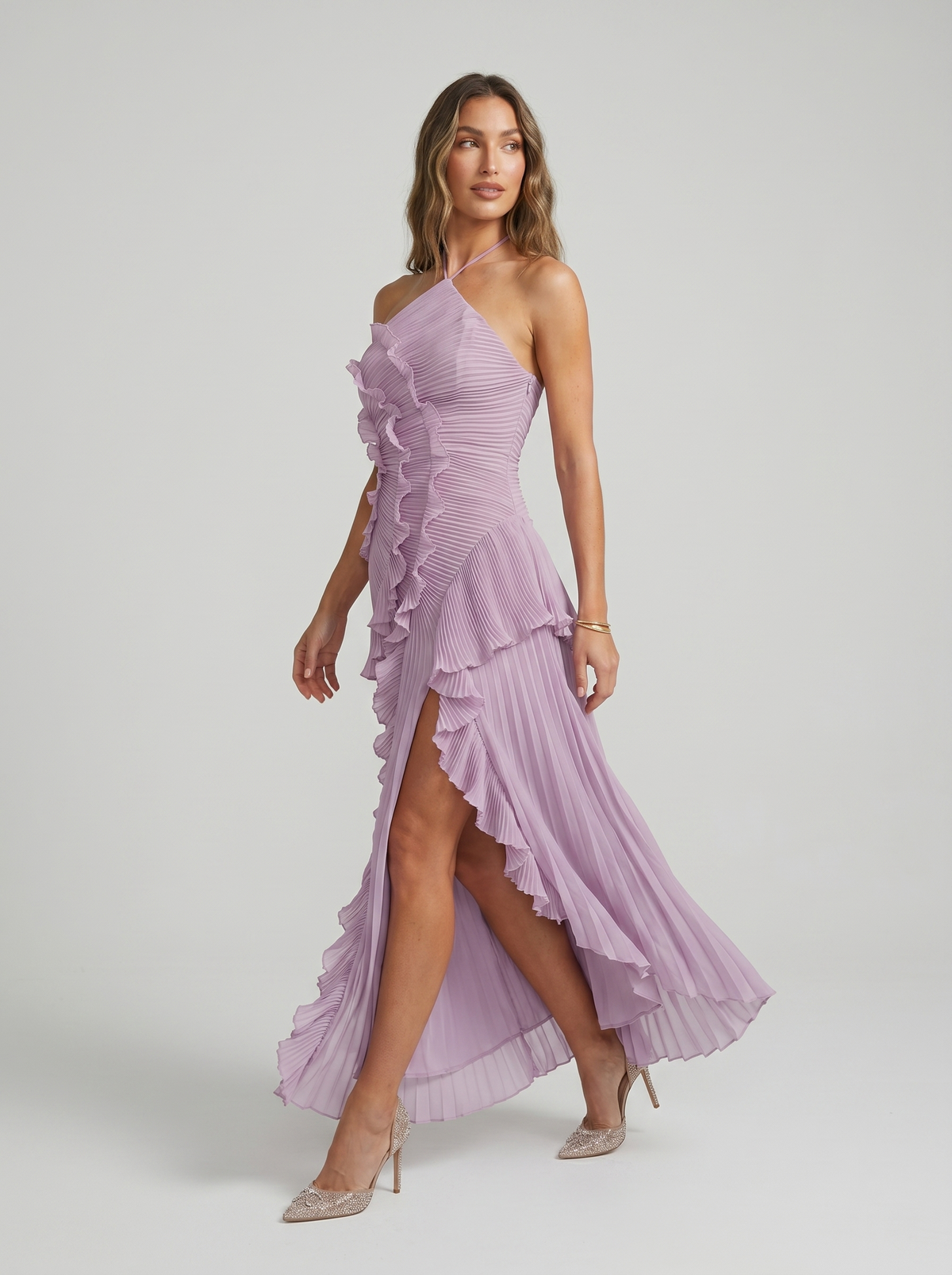 Marina Roca Ariadna | Vestido largo plisado con volantes – photo 4