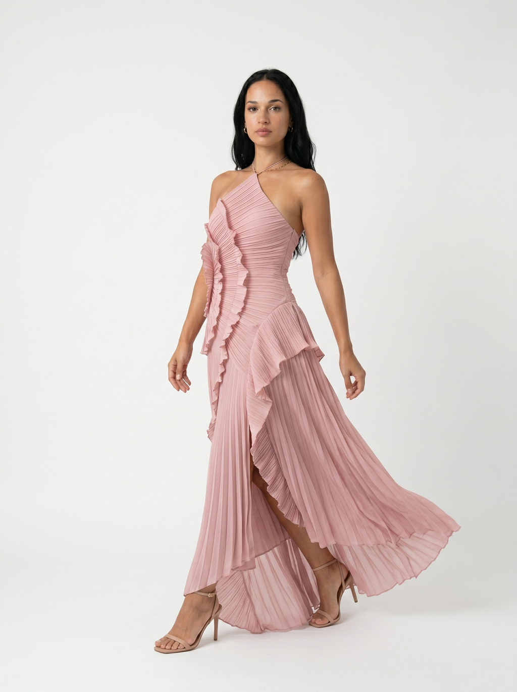 Marina Roca Ariadna | Vestido largo plisado con volantes – photo 11