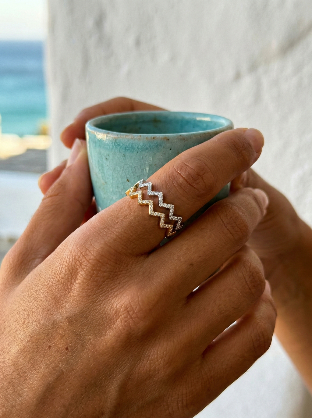 Marina Roca Anillo zigzag con piedras preciosas Martina – photo 4