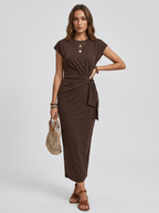 Marina Roca Diana | Vestido largo de amarre lateral – Marrón oscuro – photo 10