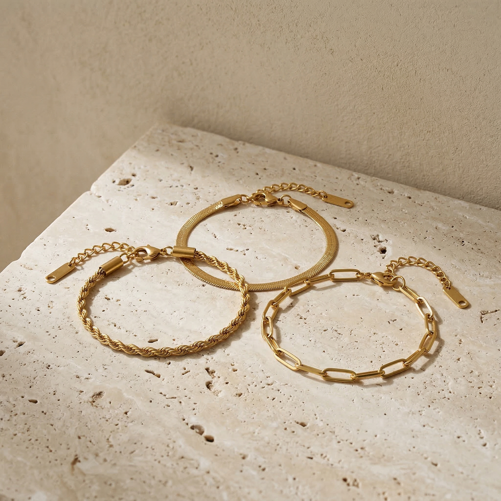 Marina Roca Esential | Conjunto de pulseras chapadas en oro de 18 quilates – photo 3