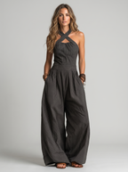 Marina Roca Bianca | Mono elegante con escote cruzado – Gris – photo 2
