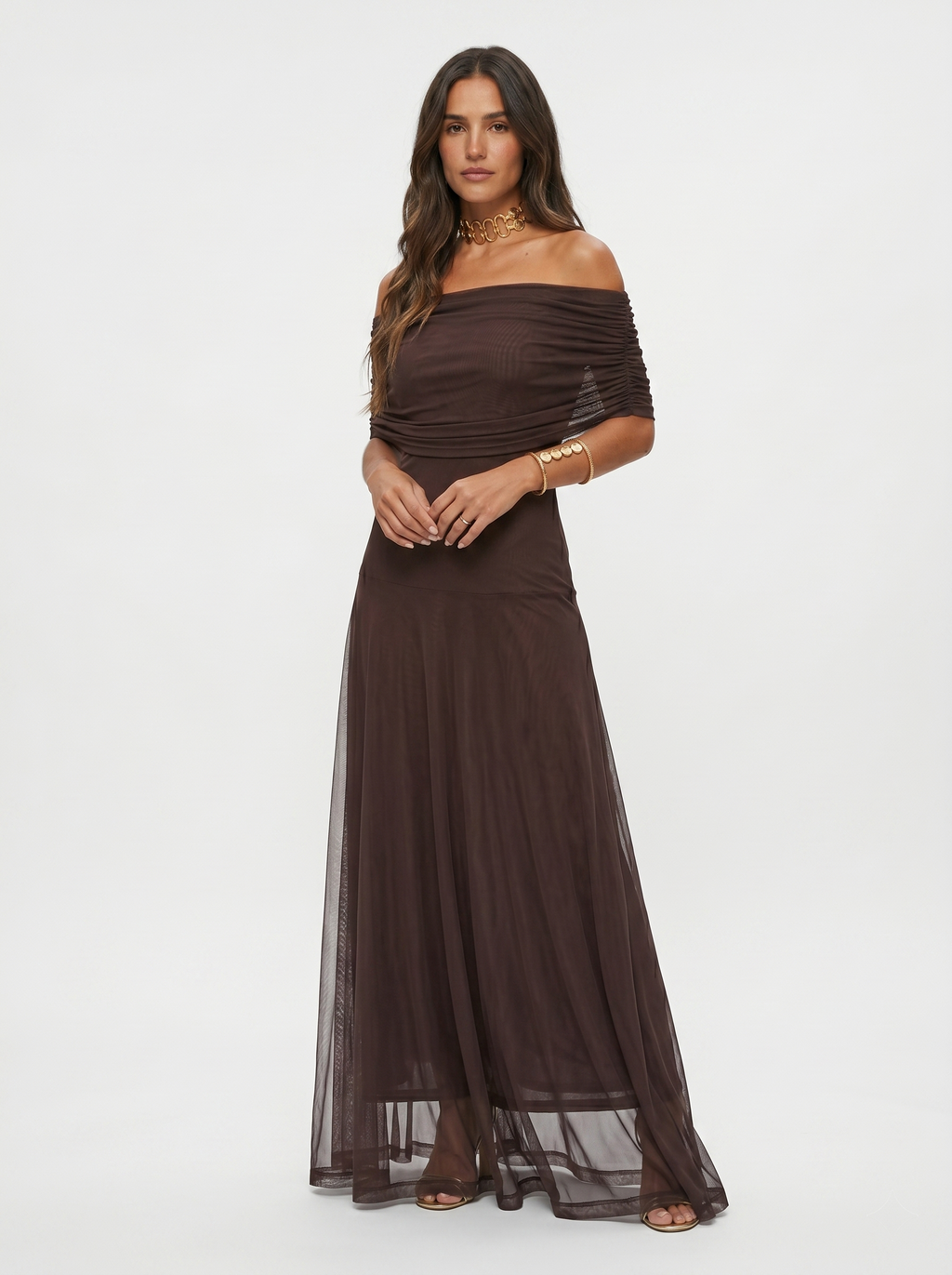 Marina Roca Carla | Vestido maxi elegante y sencillo – Marrón oscuro – photo 9