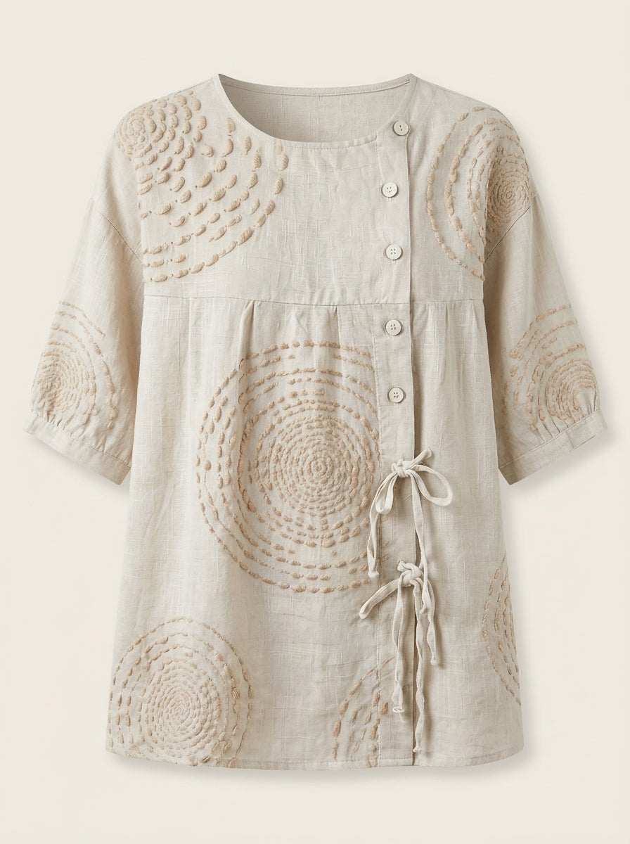 Olivia Sur Macarena - Blusa Casual con Bordados Geométricos – photo 3