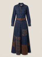 Azucena | Vestido maxi de ante con cinturón