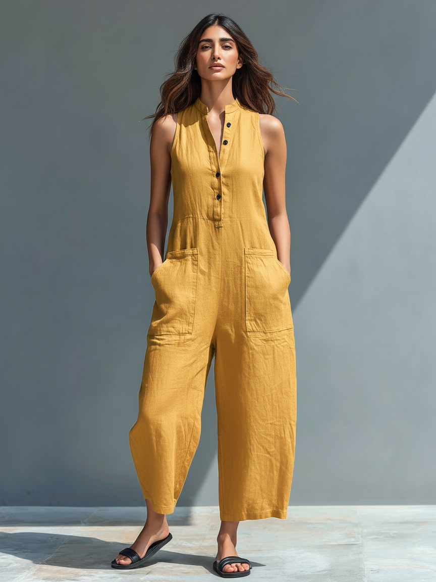 Anamartinezmadrid Adele | Mono Largo Fluido con Bolsillos – Amarillo – photo 6