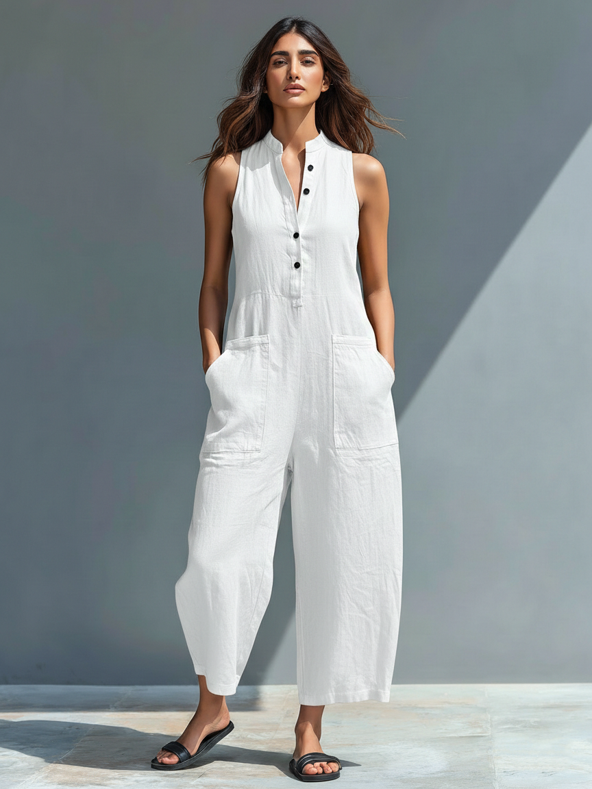 Anamartinezmadrid Adele | Mono Largo Fluido con Bolsillos – Blanco – photo 7