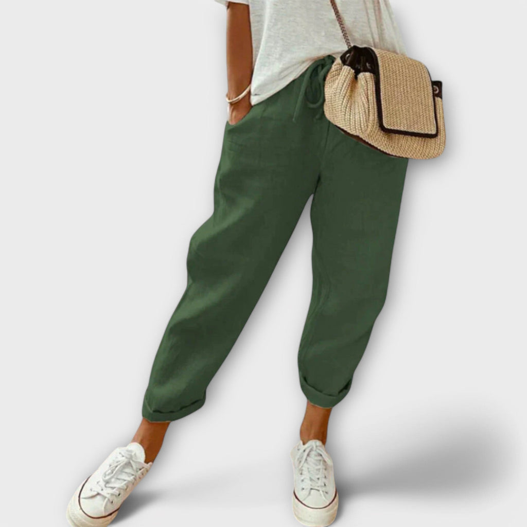 Marina Roca Luxe | Pantalones de Lino Elegantes – Verde – photo 4