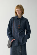 Anamartinezmadrid Silvia | Sobrecamisa de Algodón y Lino – Azul Océano