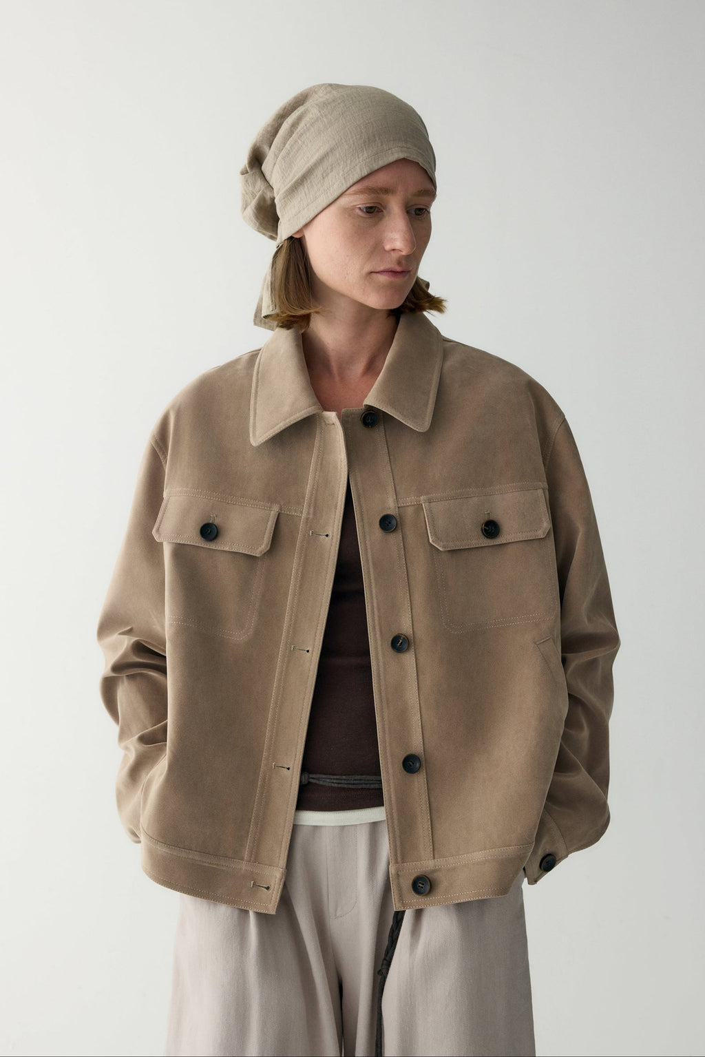Anamartinezmadrid Nuria | Chaqueta de Ante con Bolsillos de Plastrón – Caqui