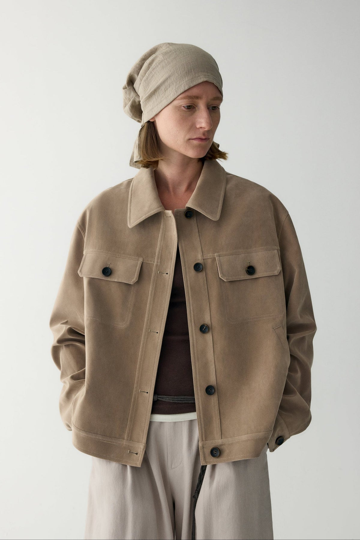 Anamartinezmadrid Nuria | Chaqueta de Ante con Bolsillos de Plastrón – Caqui