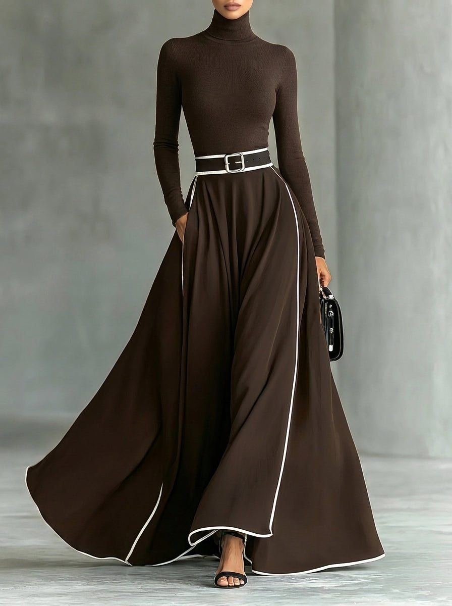 LC Claudia - Vestido Largo Elegante de Temporada – Marrón – photo 3