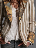 Jeanne Paris Sara ⎸ Blazer Bohemio a Rayas con Cuello Estampado – photo 5