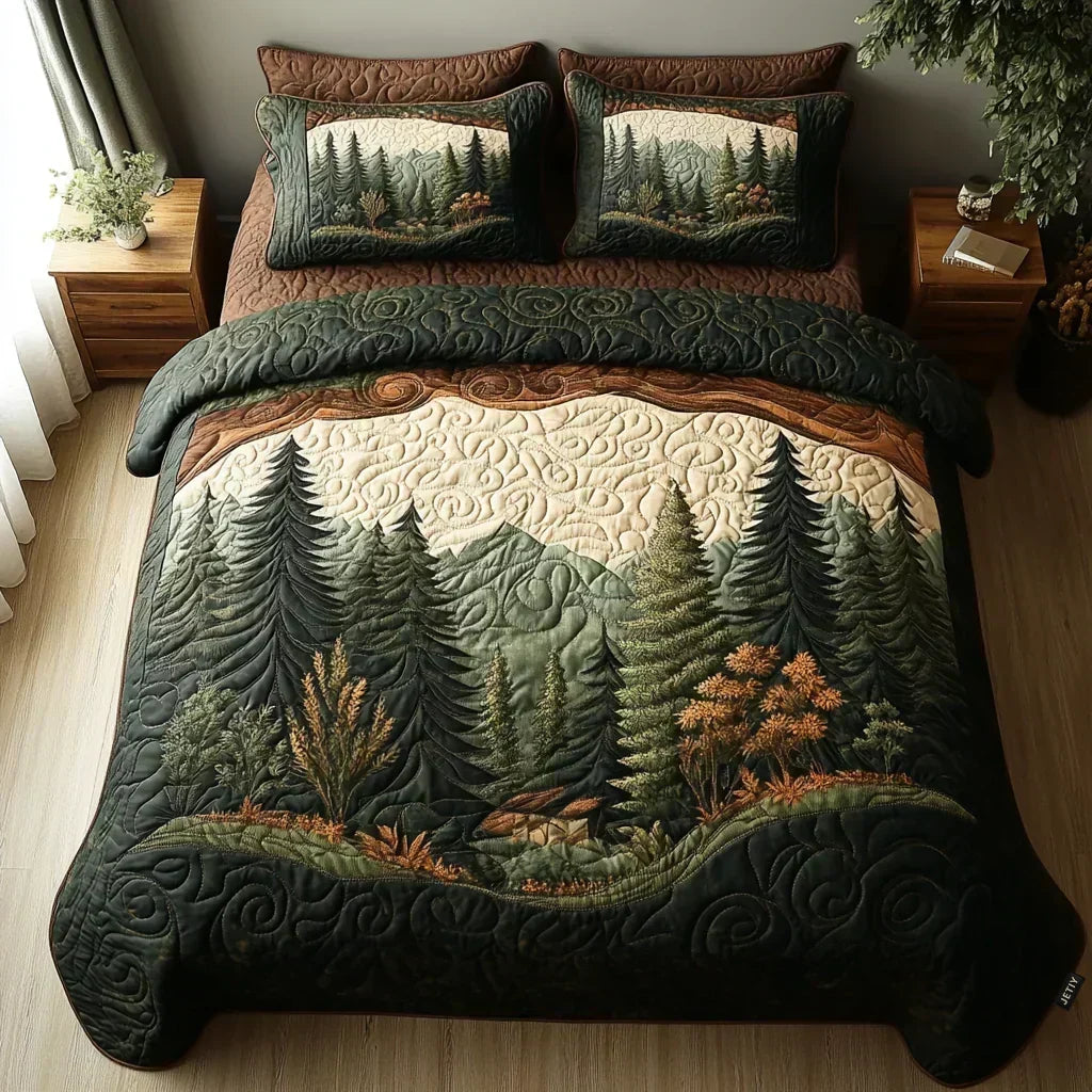 Hecho Bonito Juego de Cama Acolchado de 3 Piezas- Paseo por el Bosque