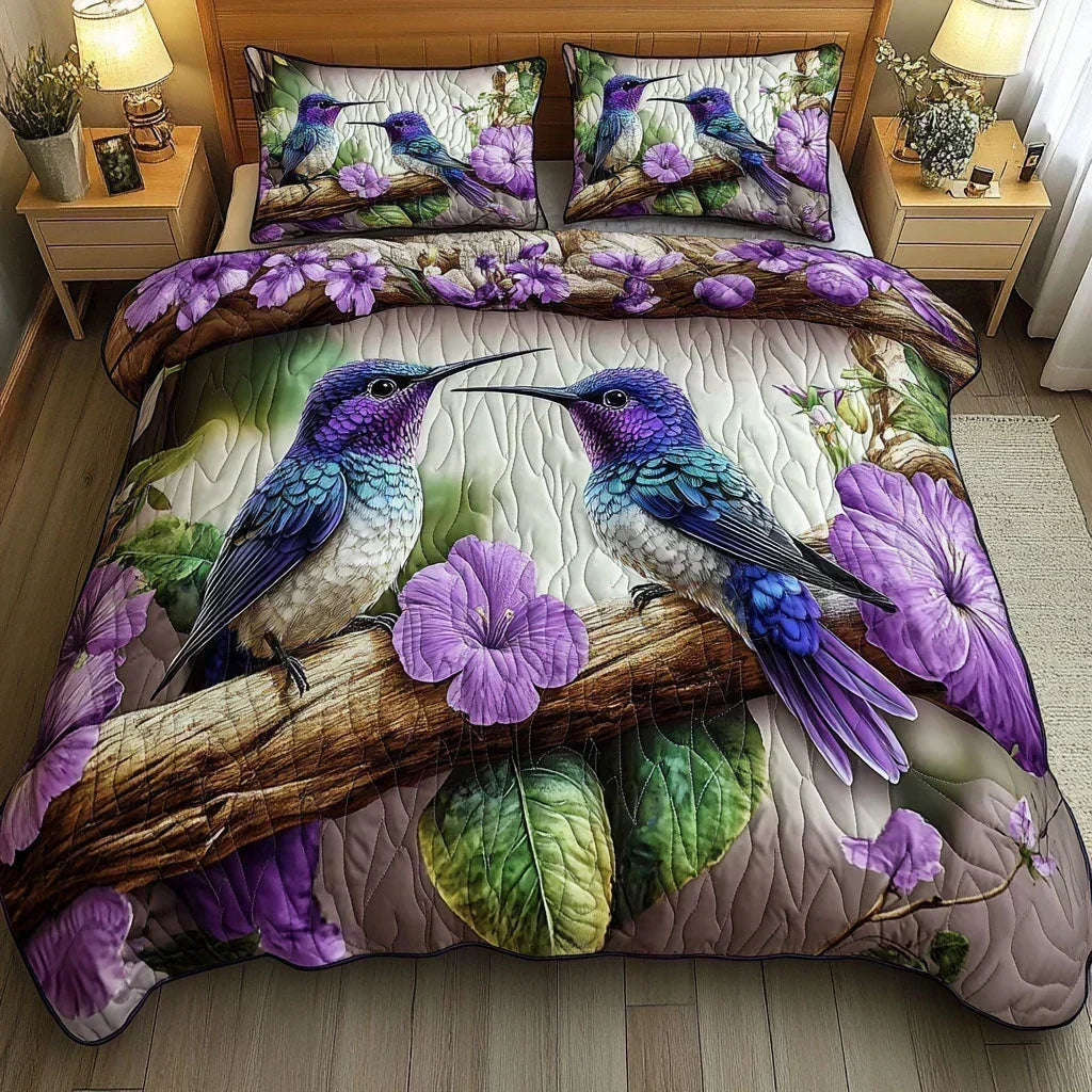 Hecho Bonito Juego de Cama Acolchado de 3 Piezas - Refugio de Aves
