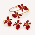 Flora | Set de pulsera, pendientes y anillo de flor - Carmen Teruel