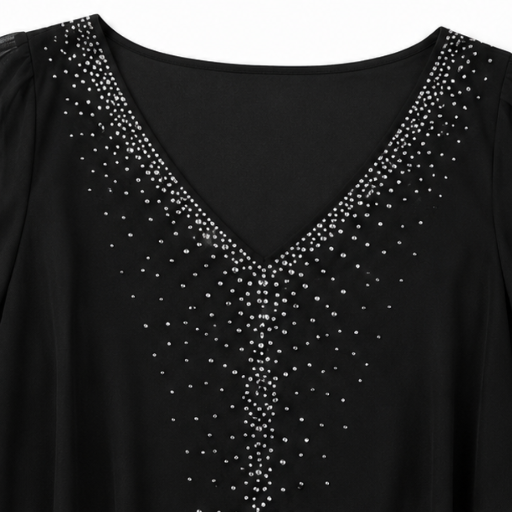 Anamartinezmadrid Joaquina | Vestido Midi de Invitada con Capa de Gasa y Escote en Pico – photo 7