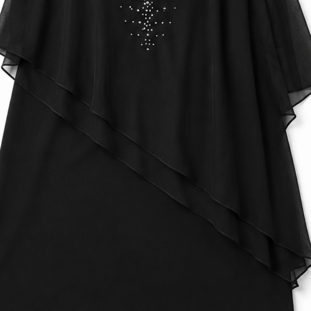Anamartinezmadrid Joaquina | Vestido Midi de Invitada con Capa de Gasa y Escote en Pico – photo 9