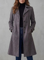 Melovia Teresa - Abrigo de Ante Estilo Vintage – Gris – photo 5