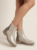 Chelsea | Botas doradas con detalle leopardo