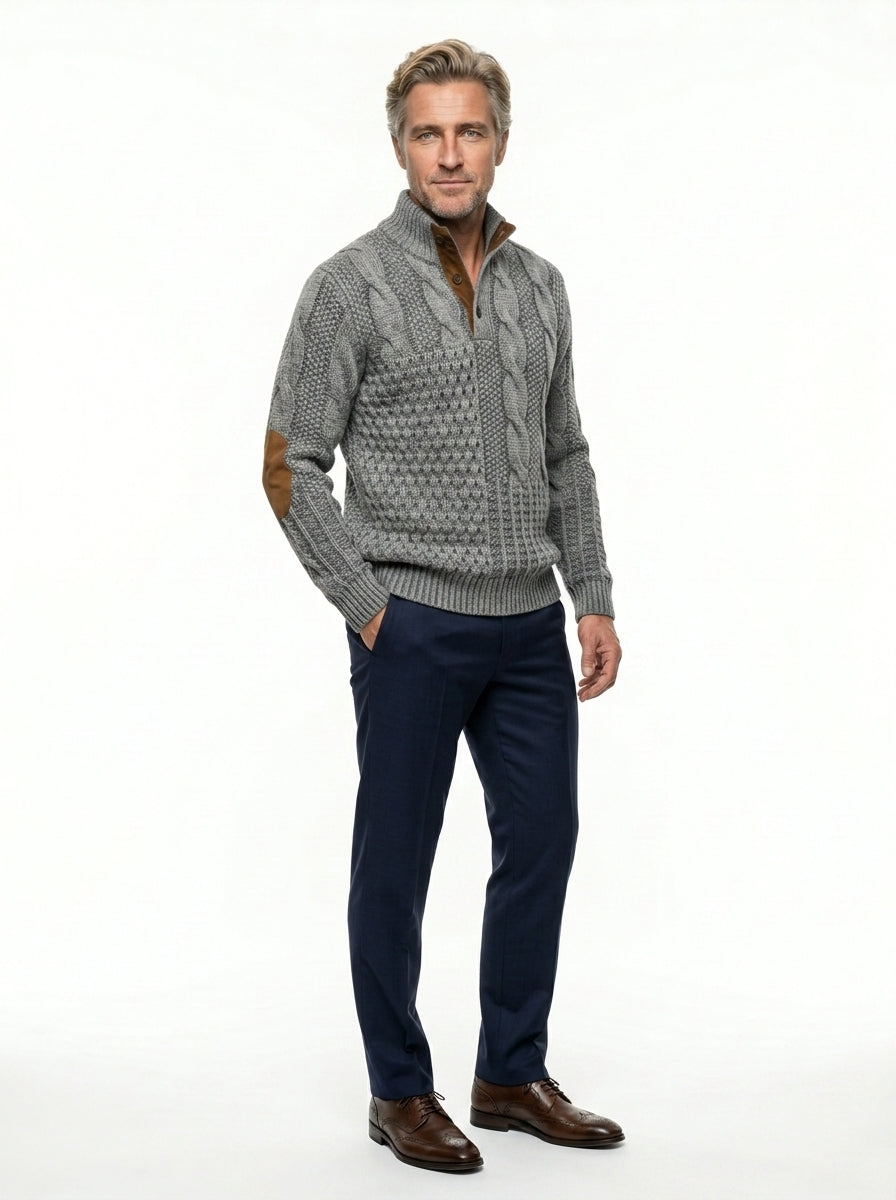 Marina Roca FÉNIX | Jersey patchwork de punto trenzado