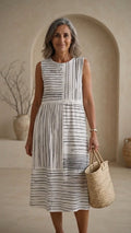 Anamartinezmadrid Amara | Vestido Midi Estampado en Blanco y Negro