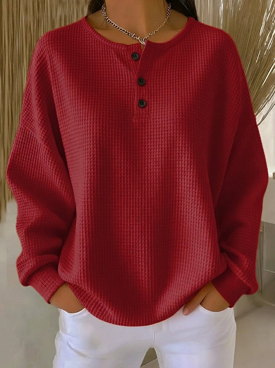 Casa Provincial Milagros - Sudadera Henley Gofrada – Rojo – photo 3