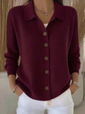 Casa Provincial Josefina - Chaqueta de Punto con Cuello y Botones – Burdeos