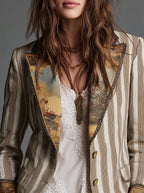 Jeanne Paris Sara ⎸ Blazer Bohemio a Rayas con Cuello Estampado – photo 4
