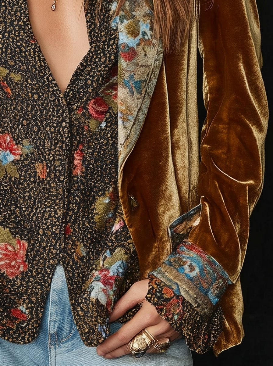 Jeanne Paris Marcela - Blazer de Patchwork con Estampado Floral Vintage – photo 4