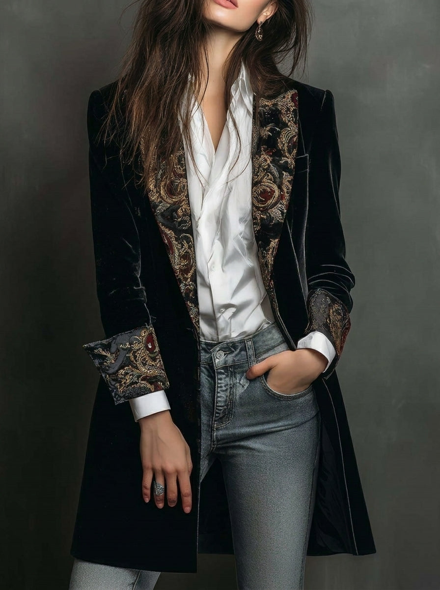 BIANCA MÓDENA Marta ⎸ Blazer de Corte Entallado con Estampado Barroco