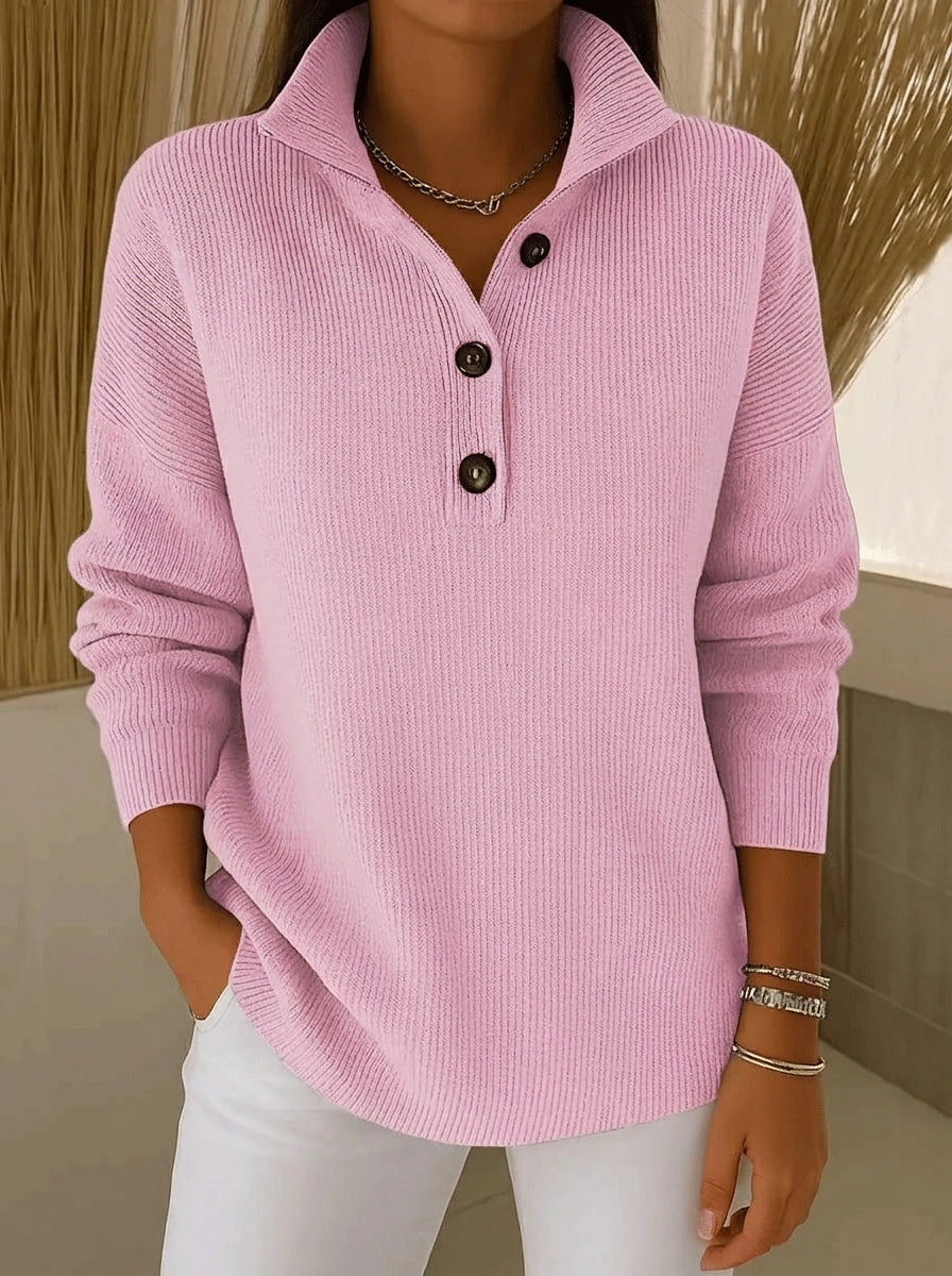 Casa Provincial Amparo - Jersey Polo con Cuello de Pico – Rosa Empolvado – photo 2