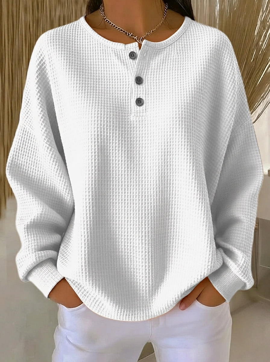 Casa Provincial Milagros - Sudadera Henley Gofrada – Blanco – photo 2