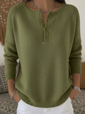 Casa Provincial Helena - Jersey de Punto con Botones Henley – Verde Oliva