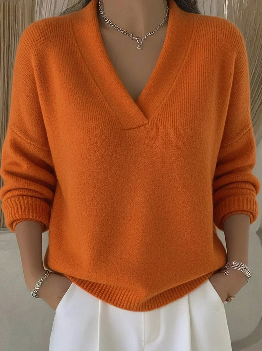 Casa Provincial Violeta - Jersey Holgado con Cuello de Pico – Naranja – photo 4