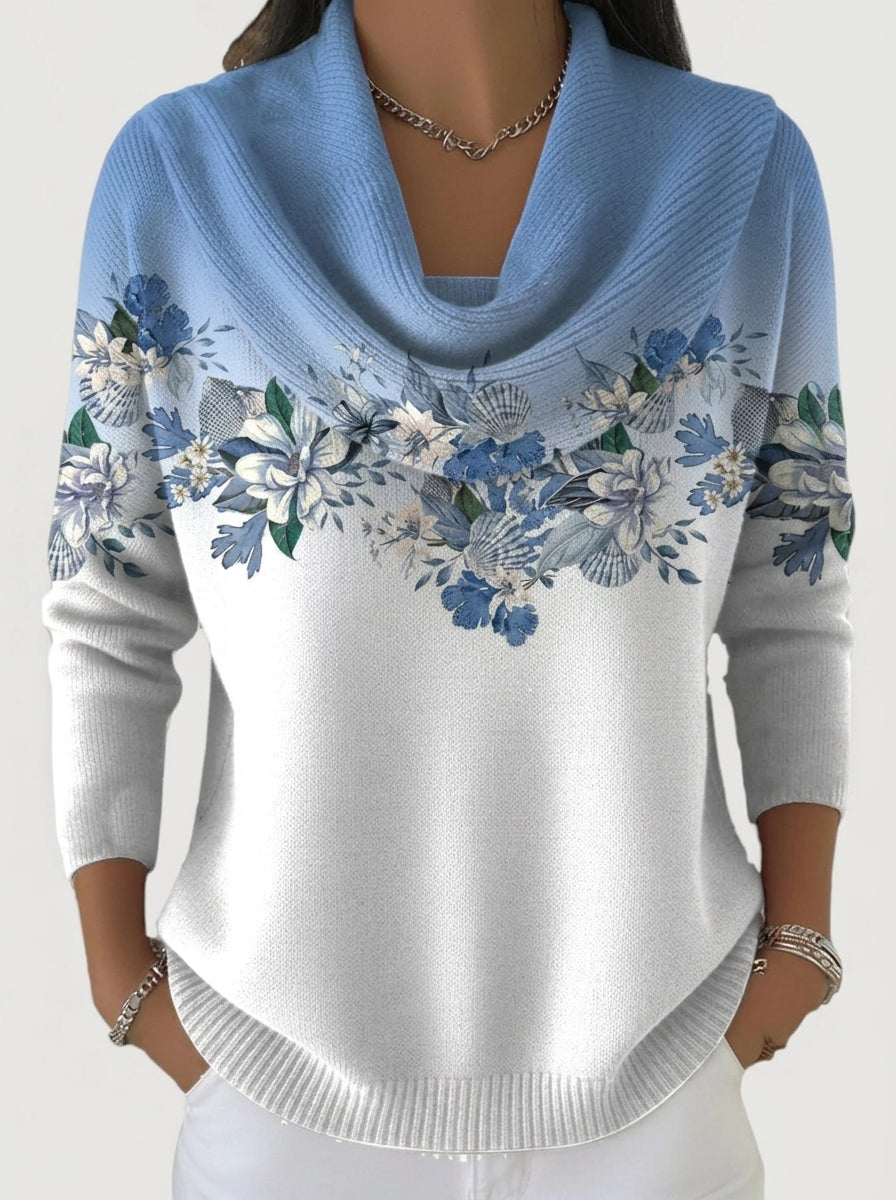 Casa Provincial Alba - Jersey Floral con Cuello Vuelto – Azul – photo 2