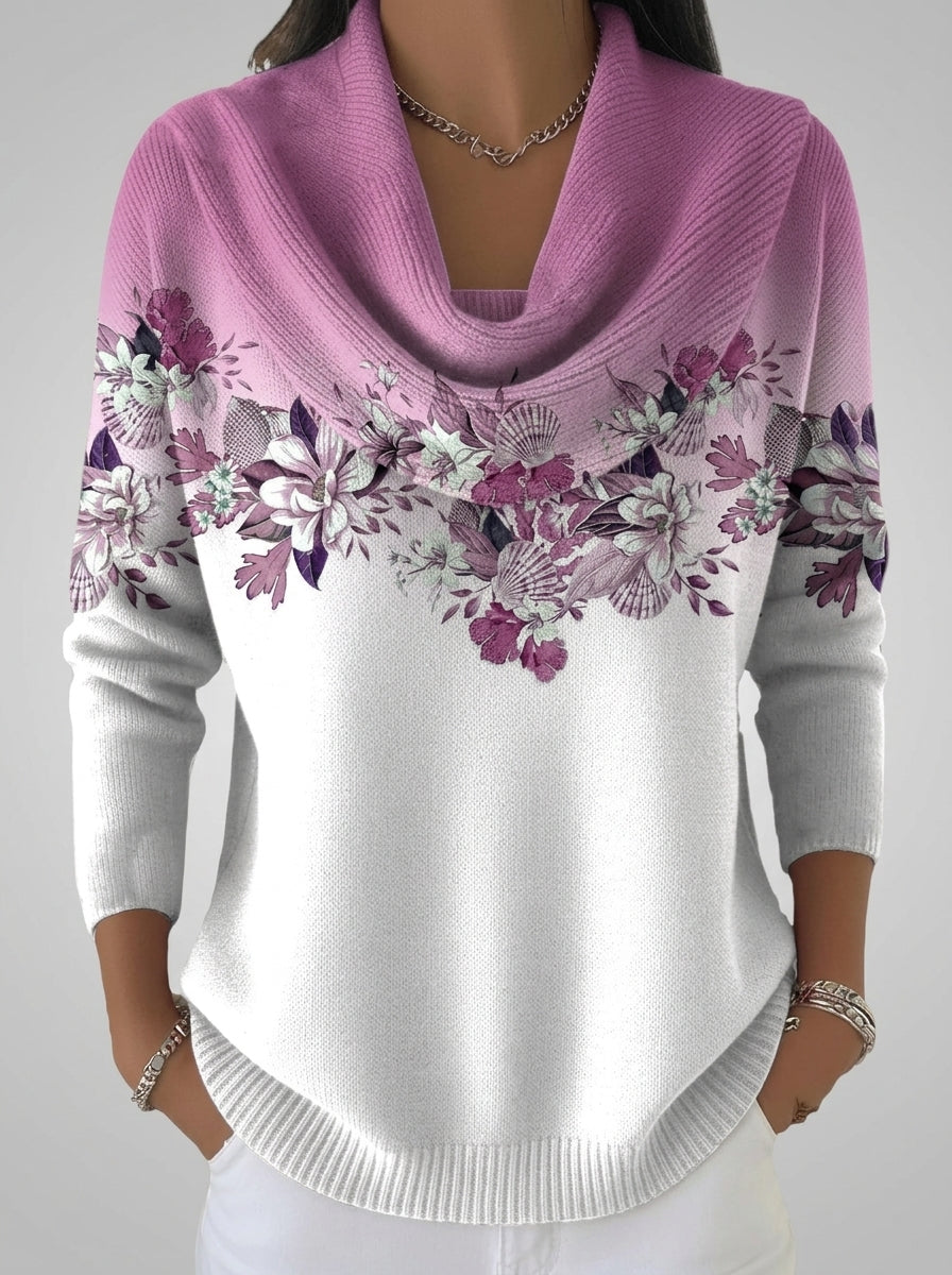 Casa Provincial Alba - Jersey Floral con Cuello Vuelto – Lila