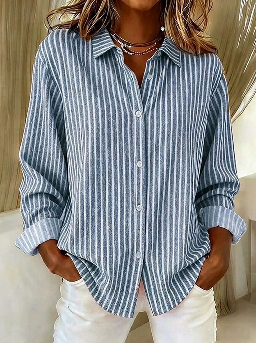 Casa Provincial Jimena - Camisa de Rayas con Botones – Azul