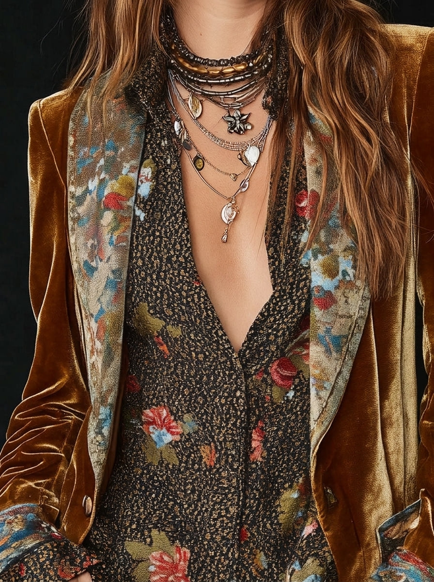 Jeanne Paris Marcela - Blazer de Patchwork con Estampado Floral Vintage – photo 3