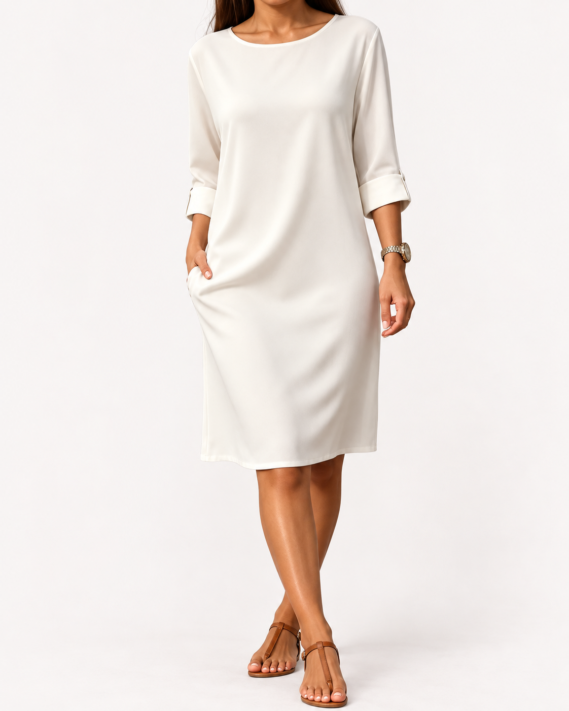 Inés | Vestido recto con bolsillos
